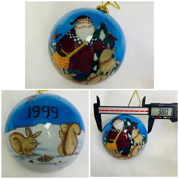 Christmas Holiday Ornaments Glass Inside Art Reversed Hand Painted Peggy Abrams - Picture 6 of 15